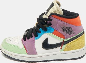 Air Jordan Multicolor Leather And Suede Jordan 1 Mid Se Lightblub Sneakers