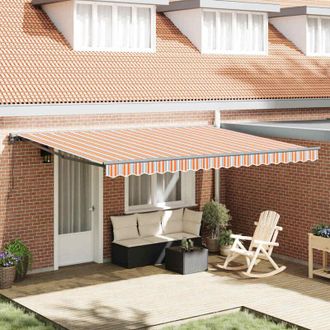 vidaXL Toldo Retr&aacute;ctil Manual Rayas Multicolor 450x300 Cm Tela Vidaxl