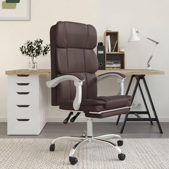 vidaXL Silla De Oficina Reclinable Cuero Sint&eacute;tico Marr&oacute;n Vidaxl