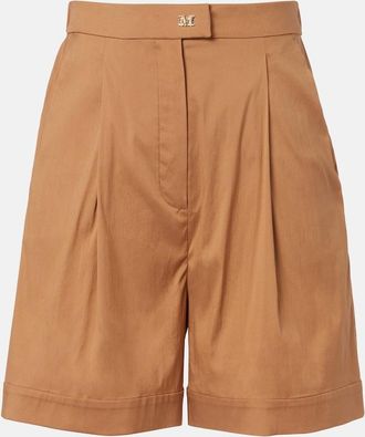 Max Mara Medeola pleated cotton-blend Bermuda shorts