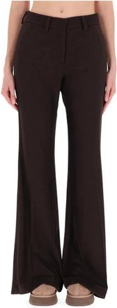 Alysi High-Waisted Wide-Leg Broeken - Dames - Wijde Broeken - Bruin - XS - Leer - Broeken