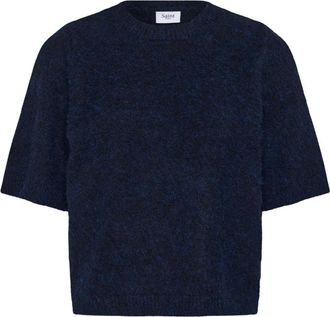 Saint Tropez Mila R-Neck Pullover - Dames - Truien - Blauw - Maat: M Viscose