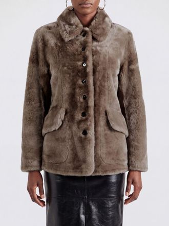 By Malene Birger Single-Breasted Short Jacket in Calf Hair-Effect Leather