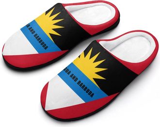 Generic Flag of Antiguan And Barbuda Funny Mens Cotton Slippers Soft Non-Slip Rubber Sole House Slipper Indoor Outdoor