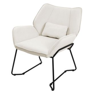 ML Design Sill&oacute;n De Sal&oacute;n, Beige Asiento Reclinable De Comedor Con Respaldo Extra&iacute;ble Y Reposabrazos Dise&ntilde;o Ergon&oacute;mico Mueble Tapizado Con Funda De Lino Y Coj&iacute;n