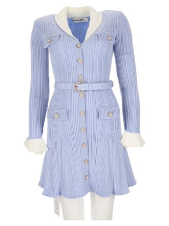 Self Portrait Ribbed Knit Slim-Fit Mini Dress