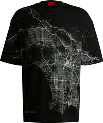 HUGO BOSS Cotton-jersey T-shirt with glow-in-the-dark artwork