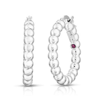 Roberto Coin Roberto Coin 18K White Gold Designer Gold Small Bead Hoop Earrings