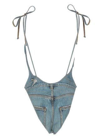 Diesel Denim Effect Polyester One-Piece Swimsuit - Blue