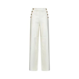 Max Mara Pantalones Palazzo con Botones - Trousers - Mujer - Blanco - XS