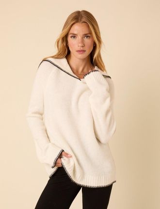 Nobody's Child White Sailor Collar Relaxed Jumper
