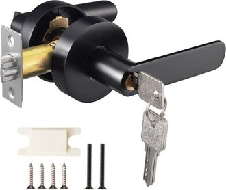 OEM Manija De Puerta De Palanca - Cerradura Con Llave - Para Puertas Interiores Y Exteriores - Espesor 35 A 45 Mm - Pestillo Ajustable 60 O 70 Mm - Negro 