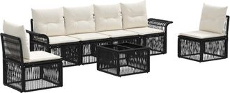 vidaXL Conjunto De Sof&aacute;s De Jard&iacute;n 7 Uds. Negro Rat&aacute;n Sint&eacute;tico Vidaxl