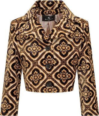 Etro Black Printed Notched Lapel Blazer