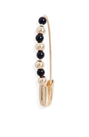 Loren Stewart Friendship Onyx & 14K Gold Safety Pin Earring in Yellow Gold/Black Onyx at Nordstrom