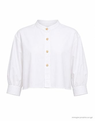 Cellar Door White Loren Cropped Cotton Shirt
