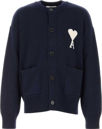Ami Navy Blue Logo Cardigan