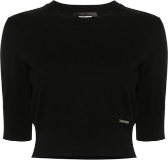 Dsquared2 cropped sweater - women - Cotton - S - Black
