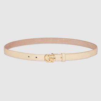 Gucci GG Marmont Thin Belt, Beige, Leather
