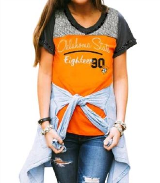 Gameday Couture Oklahoma State University Football Tee In Orange/grey
