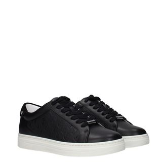 Jimmy Choo London Logo-Embossed Leather Sneaker - Black