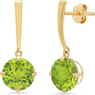 MAX + STONE 14k Yellow Gold Solitaire Round-Cut Gemstone Drop Earrings (8mm)