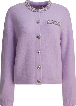 Self Portrait Cardigan met Kristallen Rand - Dames - Vesten - Paars - L - Wol - Truien & Vesten