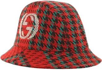 Gucci Red Tweed Fedora Hat Size M