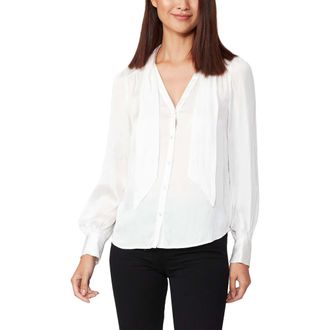 Paige Cleobelle Tie Neck Blouse in White at Nordstrom, Size Xx-Small
