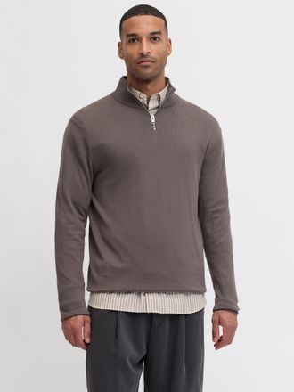 Jack & Jones JJEEMIL KNIT HALF ZIP NOOS mit Rippb&uuml;ndchen