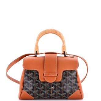 Goyard Saigon Top Handle Bag Coated Canvas with Leather Mini