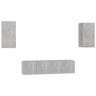 Berkfield Home 4 Piece TV Cabinet Set Concrete Grey Engineered Wood