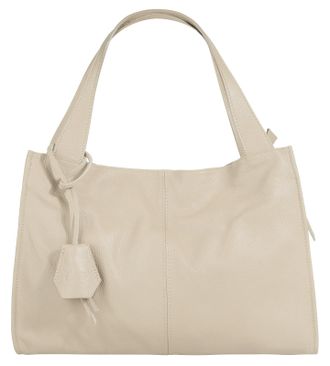 Cluty Shopper CLUTY, Damen, Gr. B/H/T: 40cm x 28cm x 11cm onesize, beige, Leder, leicht gl&auml;nzend, unifarben, Taschen Shopper, echt Leder, Made in Italy