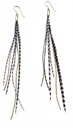 Astali Womens Mini Feather Earrings In Grizzly/gold
