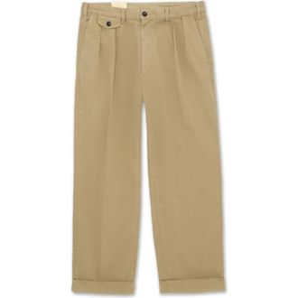 Fortela Seattle Herringbone Cotton Pleated Trousers in Camel at Nordstrom, Size 30 Eu