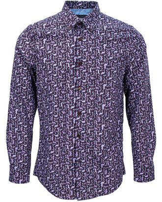 Lords of Harlech Mens Morris Geo Tulip Shirt In Plum