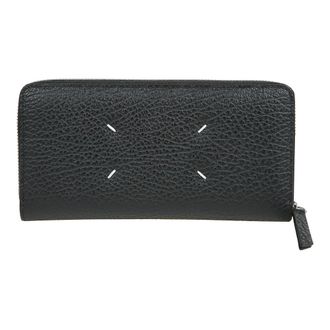 Maison Margiela Wallets & Cardholders, male, Black, Size: ONE SIZE Embossed Leather Zip Wallet Cardholder