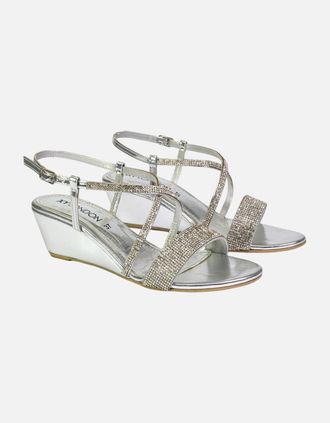 XY London Womens XY London Womens/Ladies Ocean Diamante Wedge Sandals - Silver - Size: 8