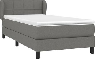 vidaXL Cama Box Spring Con Colch&oacute;n Tela Gris Oscuro 80x200 Cm Vidaxl