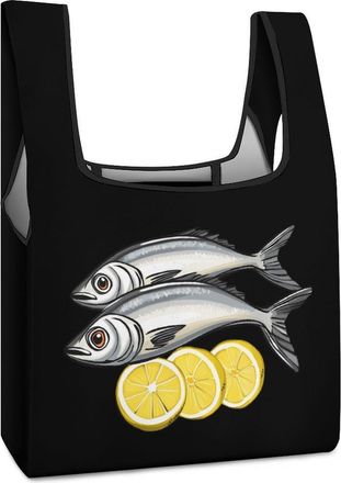 Generic Sardines Ocean Shopping Bag Reusable Grocery Tote Bag Foldable Handbag for Travel Picnic