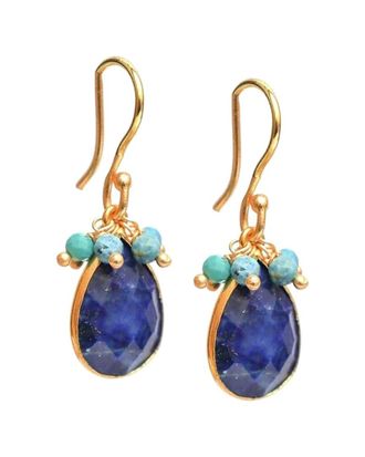 Liv Oliver 18K Plated 18.75 Ct. Tw. Sapphire, Turquoise Earrings