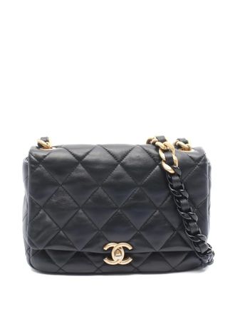 Chanel 2021s matelass&eacute; Flap schoudertas met ketting - Zwart