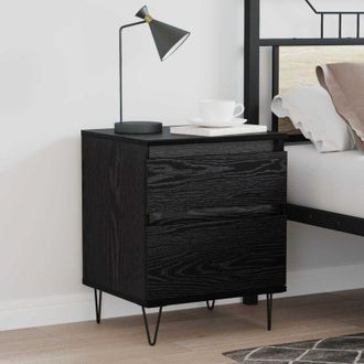 vidaXL vidaXL Armadietto per letto con cassetto Rovere Nero 40 x 35 x 50 cm