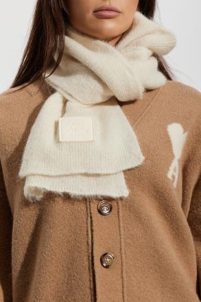 Ami Scarf With Sewn-On Logo, Unisex, Cream