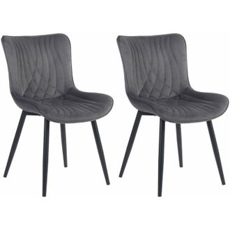 Clp Clp - Juego De 2 Sillas De Comedor Brady Gris Oscuro Terciopelo
