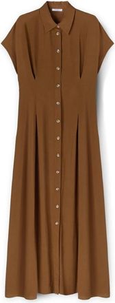 Motivi Lange overhemdjurk van viscose - Dames - Maxi kleedjes - Bruin - 2XS - Kleedjes