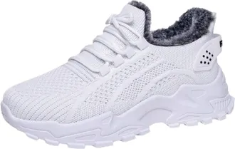 Generic Womens Plus Size Warm Fleece Lined Boots, Casual Snow Boots for Fall Winter, Comfortable Outdoor Indoor Sneakers (7.5,White)