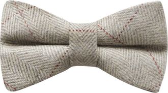 King & Priory Light Grey Herringbone Tweed Bow Tie
