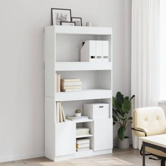 Berkfield Home Highboard&not;White 92x33x180 cm Engineered Wood in White | Size: 92 x 33 x 180 cm