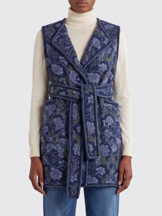 Etro Floral Print Cotton Robe Waistcoat with Waist Belt